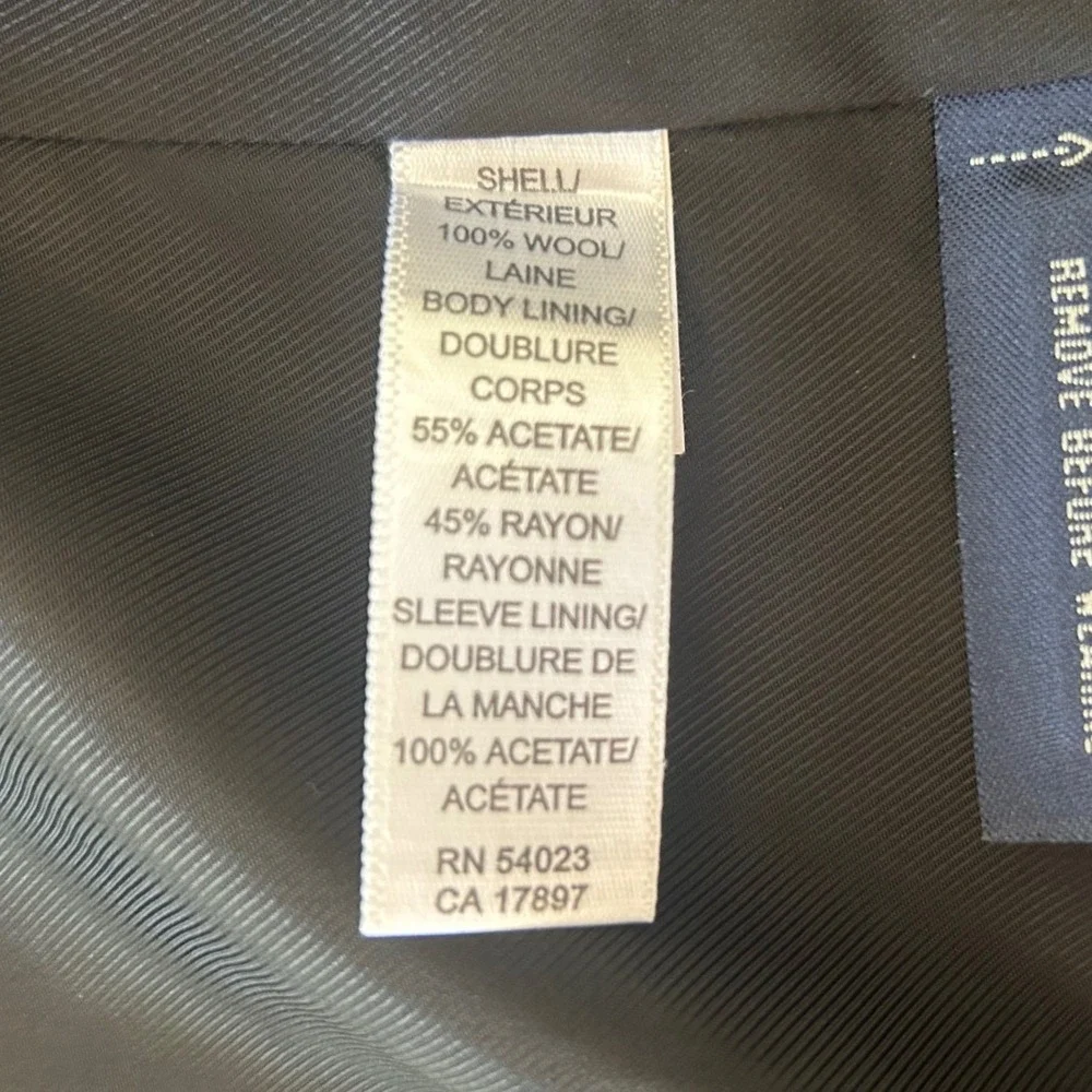 Banana Republic Blazer 44L Charcoal Grey 100% Wool 3-Button Modern Dark Academia